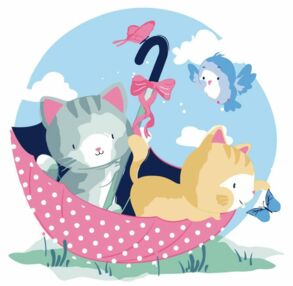 Розпис по номерах 30х30 ES052 Котята в парасольці "Strateg"