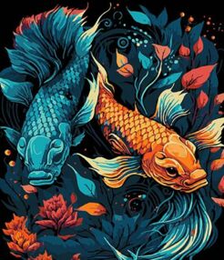 Розпис по номерах 30х40 FH-6 Підводний світ на чорному фоні "Strateg"