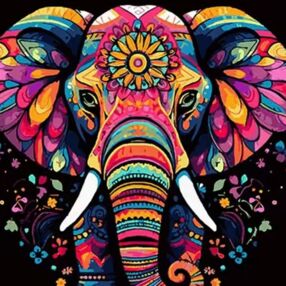Розпис по номерах 40х40 AV4040-46 Екзотичний слон на чорному фоні "Strateg"