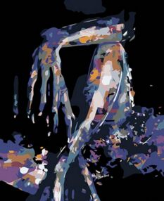 Розпис по номерах 40х50 AH1038 Дівчина в тіні на чорному фоні "Strateg"