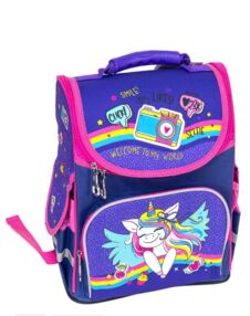 Рюкзак Leader 988894 Щаслива дівчинка єдиноріг короб ортопед 34х26х15см