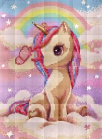 Алмазна мозаїка 30х40 АМО7631 Допитлива одноріжка з АВ стразами "Ідейка"