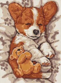 Алмазна мозаїка 30х40 АМО8044 Сонний коргі "Ідейка"