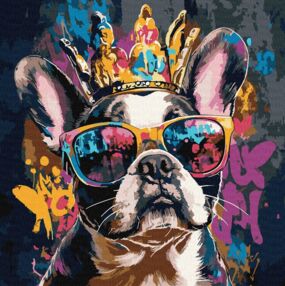 Розпис по номерах 40х40 КНО6706 Яскравий бульдог "Ідейка"