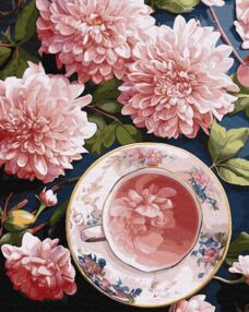 Розпис по номерах 40х50 КНО5685 Рожеві жоржини "Ідейка"