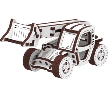 Трактор - Навантажувач Механічна дерев'яна 3Д-модель 10809