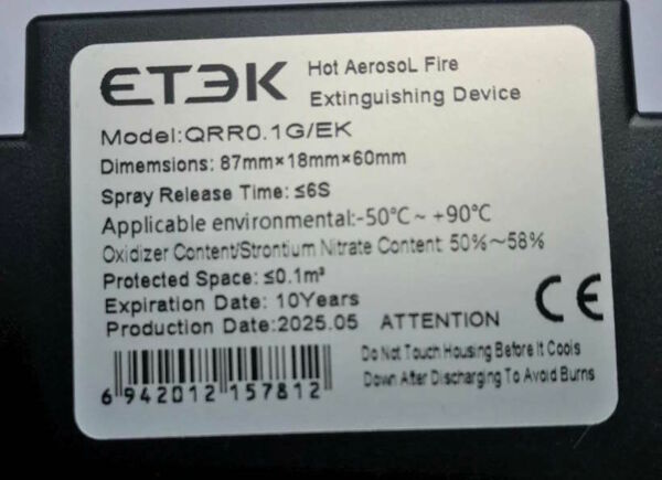 Вогнегасник аерозольний на DIN-рейку ЕТЕК QRR0.1G/EK Ціна (цена) 450.00грн. | придбати  купити (купить) Вогнегасник аерозольний на DIN-рейку ЕТЕК QRR0.1G/EK доставка по Украине, купить книгу, детские игрушки, компакт диски 4