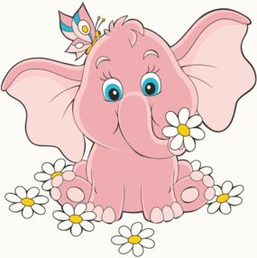 Розпис по номерах 30х30 15035-АС Рожеве слоненя "Art Craft" арт крафт