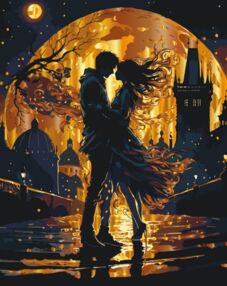 Розпис по номерах 40х50 10169-АС Побачення під місяцем з фарбами металік "Art Craft" арт крафт