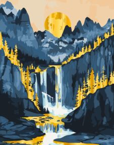 Розпис по номерах 40х50 11076-АС Золотий пейзаж з фарбами металік "Art Craft" арт крафт