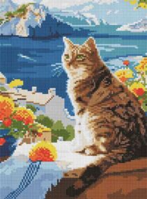 Алмазна мозаїка 30х40 АМО8129 Мрійливий котик "Ідейка"