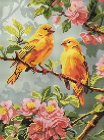 Алмазна мозаїка 30х40 АМО8164 Весняні канарки "Ідейка"