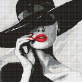 Алмазна мозаїка 40х40 АМО8021 Дама в капелюсі "Ідейка"