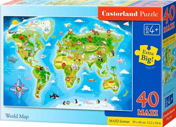 пазли castorland 40 елементів maxi Карта світу артикул 040322 Ціна (цена) 320.60грн. | придбати  купити (купить) пазли castorland 40 елементів maxi Карта світу артикул 040322 доставка по Украине, купить книгу, детские игрушки, компакт диски 0