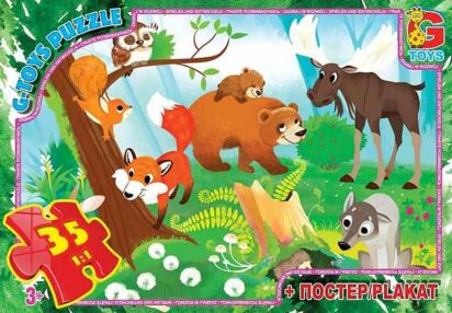 ИД Пазли 35 ел midi G-Toys GF04 "Вчимося з задоволенням.Лісові мешканці"