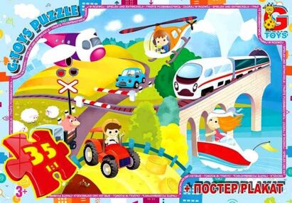 ИД Пазли 35 ел midi G-Toys GF06 "Вчимося з задоволенням.Види транспорту"