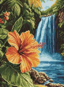 Алмазна мозаїка 30х40 АМО8227 Тропічний водоспад "Ідейка"