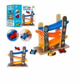 гра деревяна Трек машинки 3 штуки MD 2646