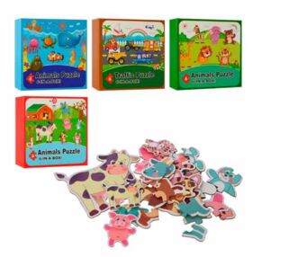 Деревяні пазли транспорт тварини 4 види MD 2558