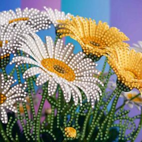 Алмазна мозаїка 18х18 ZAV1818-18 Жовто-білий букет "Strateg"