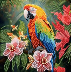 Алмазна мозаїка 18х18 ZAV1818-5 Папуга у джунглях "Strateg"