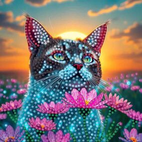 Алмазна мозаїка 18х18 ZAV1818-8 Кіт у полі "Strateg"