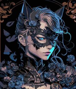 Розпис по номерах 40х50 AH1131 Героїня в масці на чорному фоні "Strateg"