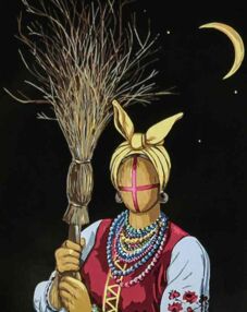 Розпис по номерах 40х50 AH1148 Солоха на чорному фоні "Strateg"