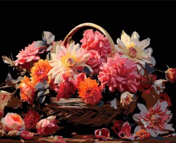 Розпис по номерах 40х50 AH1166 Квітковий спокій на чорному фоні "Strateg"