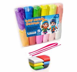супер легкий пластилін 12 кольорів зі стеками 420 грам супер легкий пластилін 12 кольорів зі стеками 420 грам
