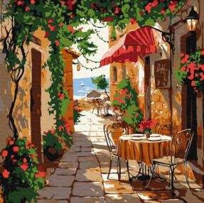 Розпис по номерах 30х30 КНО6381 Кав'ярня з вінтажними меблями "Ідейка"