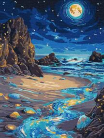 Розпис по номерах 30х40 КНО6387 Сяючий берег "Ідейка" з фарбами металік