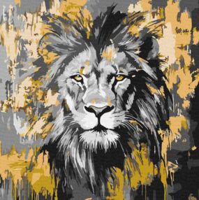 Розпис по номерах 40х40 КНО6735 Золотий лев "Ідейка" з фарбами металік