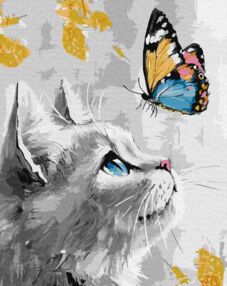 Розпис по номерах 40х50 KHO6680 Мрійливе кошеня "Ідейка" з фарбами металік