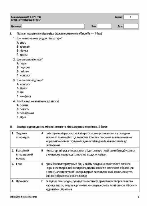 Зарубіжна література 8 клас усі діагностувальні роботи НУШ Ціна (цена) 150.00грн. | придбати  купити (купить) Зарубіжна література 8 клас усі діагностувальні роботи НУШ доставка по Украине, купить книгу, детские игрушки, компакт диски 3