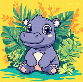 Розпис по номерах 30х30 КНО1260 Бегемот в тропіках "Ідейка"