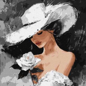 Розпис по номерах 40х40 КНО8637 Біла троянда "Ідейка"