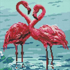 Алмазна мозаїка 30х30 АМО8261 Яскраві фламінго "Ідейка"