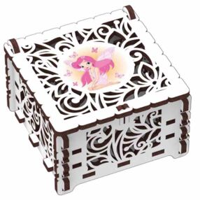 Шкатулка Казкова фея Механічна дерев'яна 3Д-модель 10806