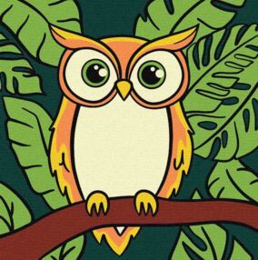 Розпис по номерах 25х25 КНО1223 Тропічна сова "Ідейка"