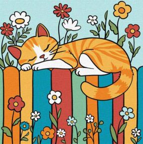 Розпис по номерах 25х25 КНО1232 Котик на паркані "Ідейка"