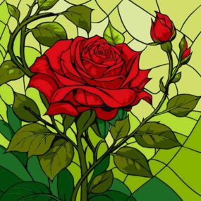 Розпис по номерах 30х30 КНО3320 Вітраж Троянда "Ідейка"