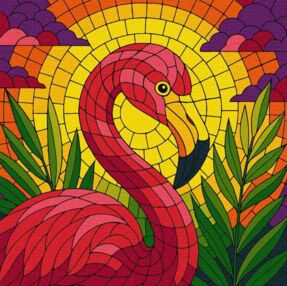 Розпис по номерах 30х30 КНО5165 Вітраж Фламінго "Ідейка"