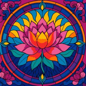 Розпис по номерах 30х30 КНО5167 Вітраж Лотос "Ідейка"
