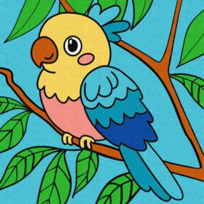 Розпис по номерах 25х25 КНО6297 Яскрава папужка "Ідейка"