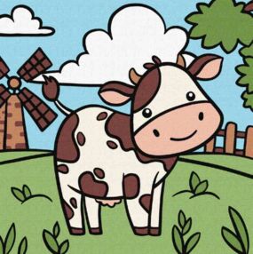 Розпис по номерах 25х25 КНО9073 Весела корівка "Ідейка"