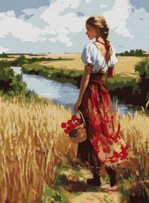 Розпис по номерах 30х40 КНО8486 Українка та лани "Ідейка"