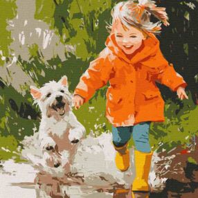 Розпис по номерах 40х40 КНО8635 Біг по калюжах "Ідейка"