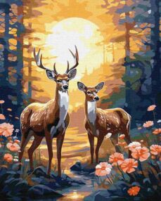 Розпис по номерах 40х50 КНО6602 Граціозні олені "Ідейка"
