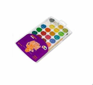 Фарби акварельні медові 32 кольори (28 + 4 перламутрових ) Творчість з пензликом пластикова коробка 